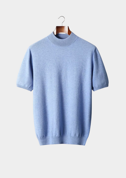 Premium Cashmere Mock Neck T-Shirt, view 8