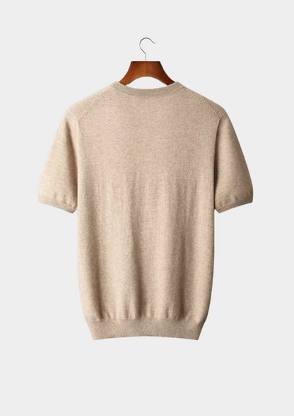 Premium Cashmere Classic Crewneck T-Shirt - Light Beige, view 2