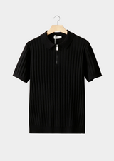 Polo côtelé à zip noir