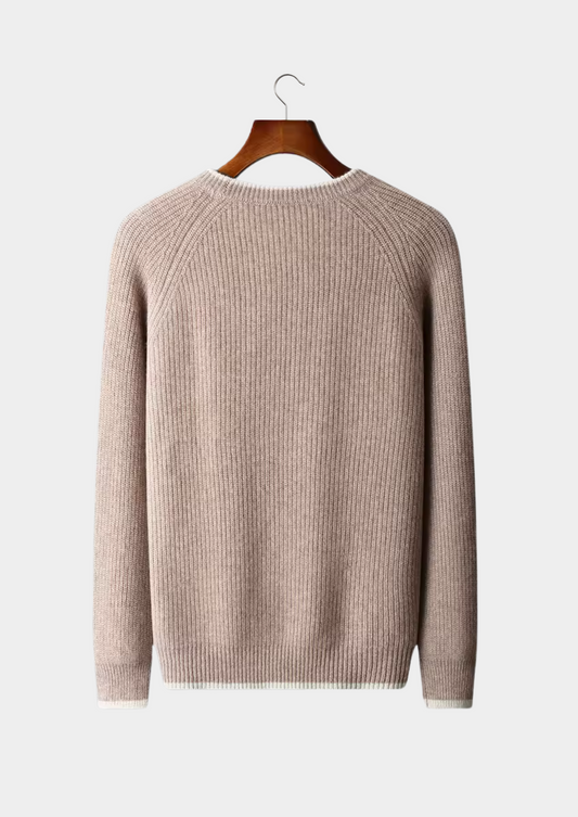 Pure Extra-Fine Merino Wool Two Tone Crewneck, view 2