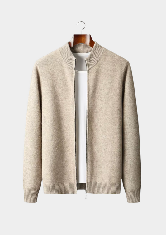 Pure Extra-Fine Merino Wool Zipper Cardigan, view 1