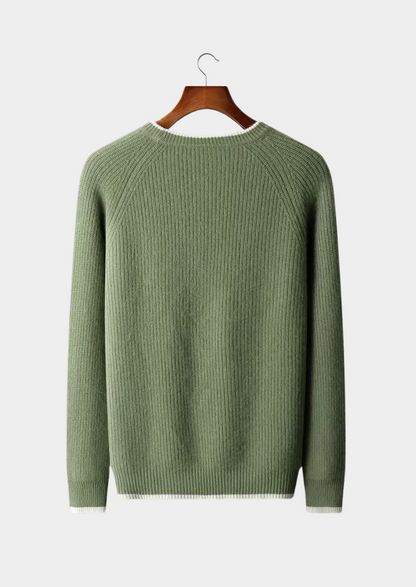 Pure Extra-Fine Merino Wool Two Tone Crewneck, view 12
