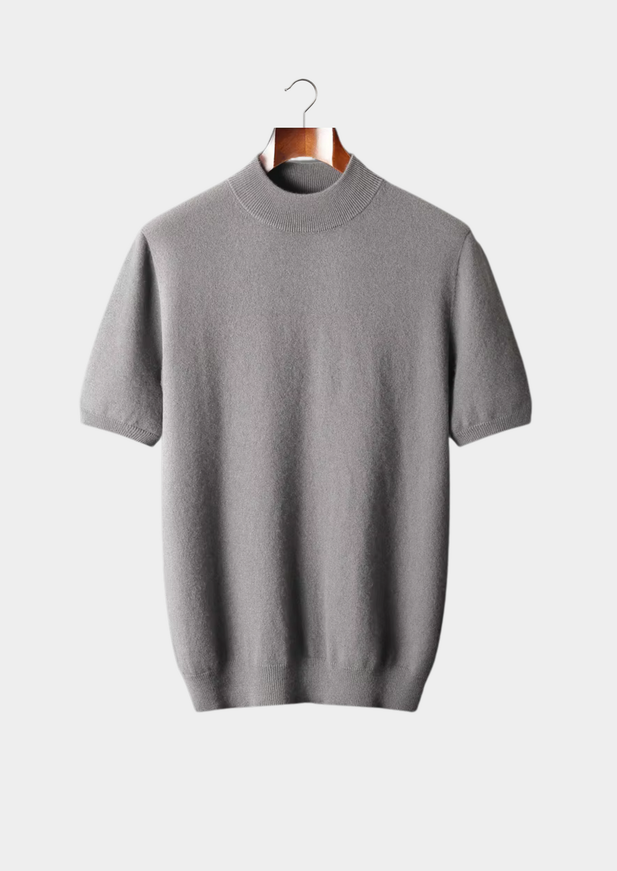 Premium Cashmere Mock Neck T-Shirt, view 1