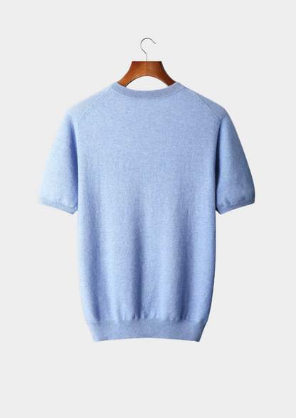 Premium Cashmere Classic Crewneck T-Shirt - Light Blue, view 2