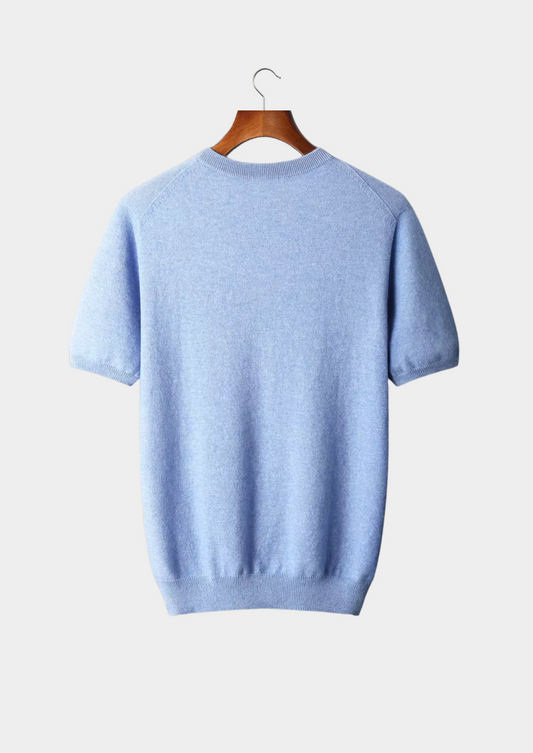 Premium Cashmere Classic Crewneck T-Shirt - Light Blue, view 2