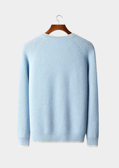Pure Extra-Fine Merino Wool Two Tone Crewneck, view 5