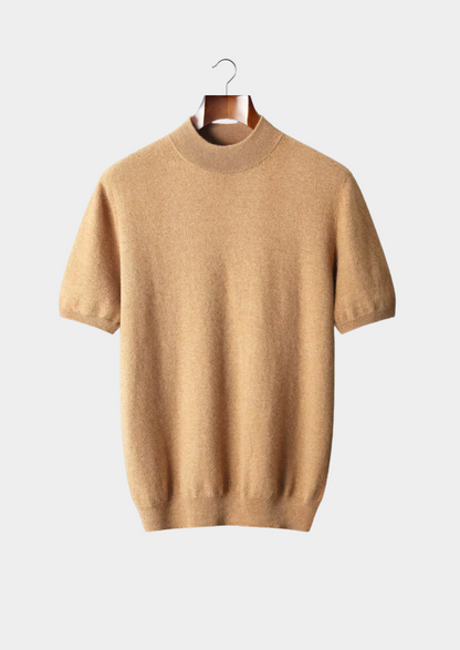 Premium Cashmere Mock Neck T-Shirt, view 22