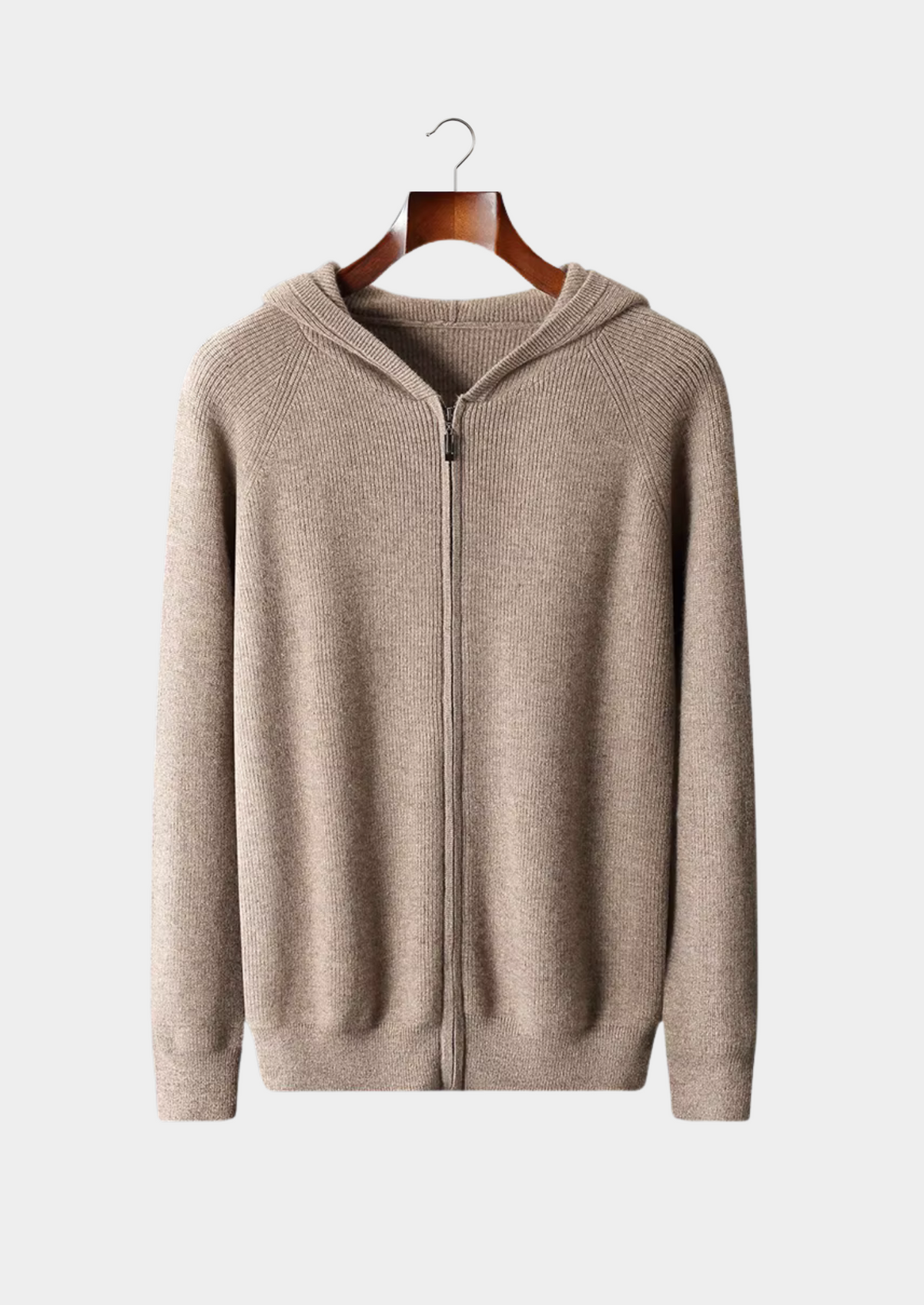 Pure Extra-Fine Merino Wool Ribbed Zip Hoodie, view 8