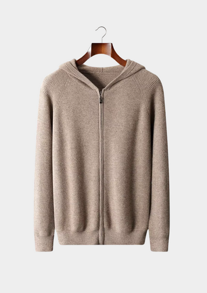 Pure Extra-Fine Merino Wool Ribbed Zip Hoodie, view 8