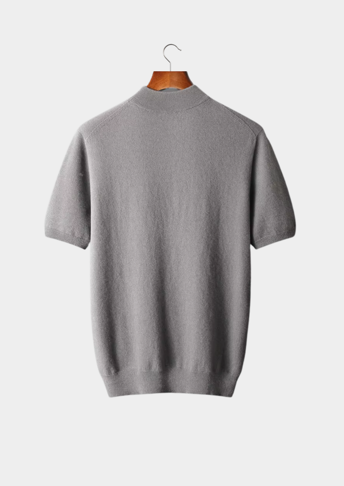 Premium Cashmere Mock Neck T-Shirt, view 2