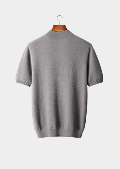 Premium Cashmere Mock Neck T-Shirt, view 2