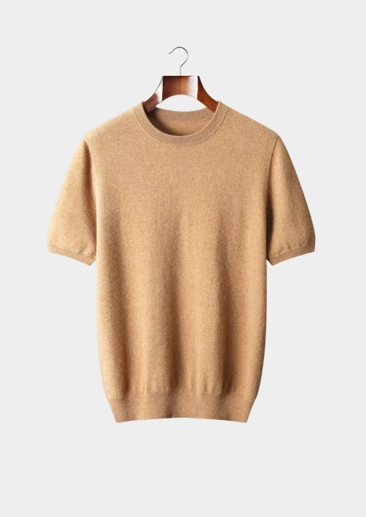 Premium Cashmere Classic Crewneck T-Shirt - Honey Mustard, view 1