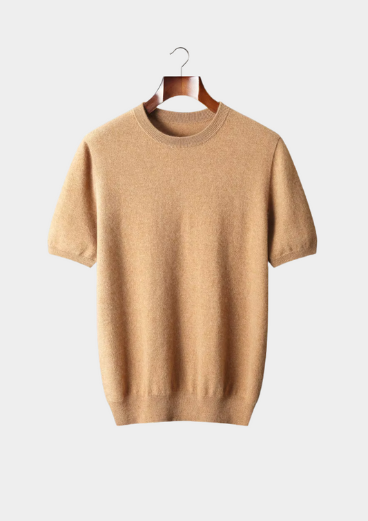 Premium Cashmere Classic Crewneck T-Shirt - Honey Mustard, view 1