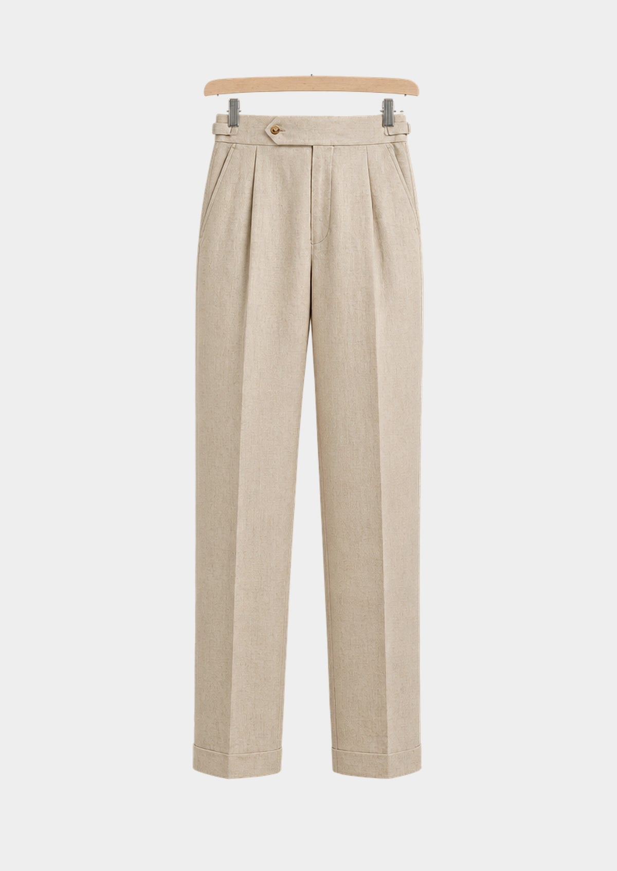 Pantalon Ercolano côtier à pinces - Sable, vue de face