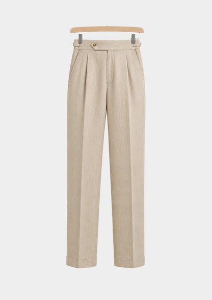 Pantalon Ercolano côtier à pinces - Sable, vue de face