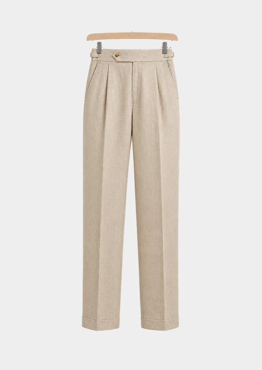 Pantalon Ercolano côtier à pinces - Sable, vue de face