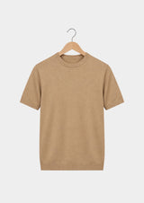 T-shirt essentiel col rond en maille beige