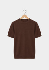 T-shirt essentiel col rond en maille café
