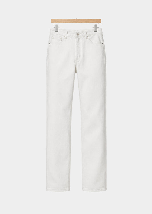 Essential White Straight Leg Denim Trousers, front view