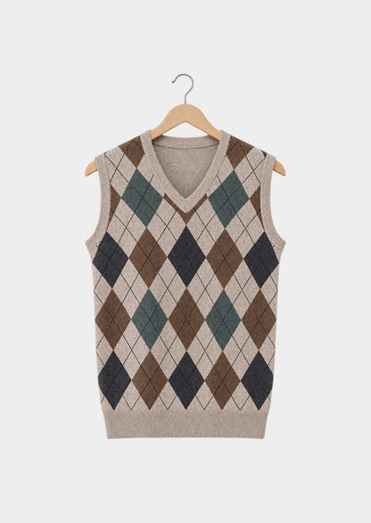Fife Argyle Knit Vest, front view