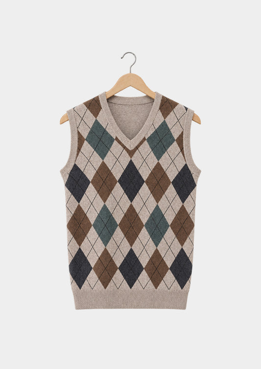 Fife Argyle Knit Vest, front view