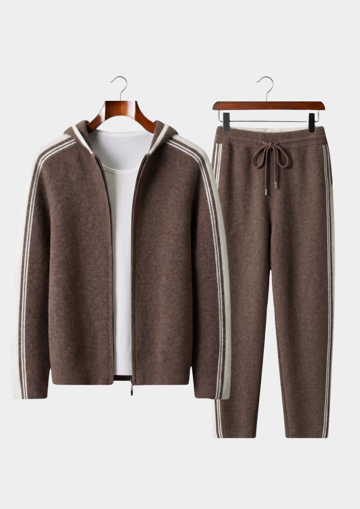 Pure Extra-Fine Merino Wool Dark Mocha Damien Set, view 1
