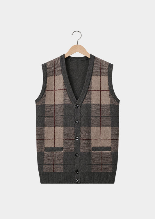 Galway Check Knit Vest, front view