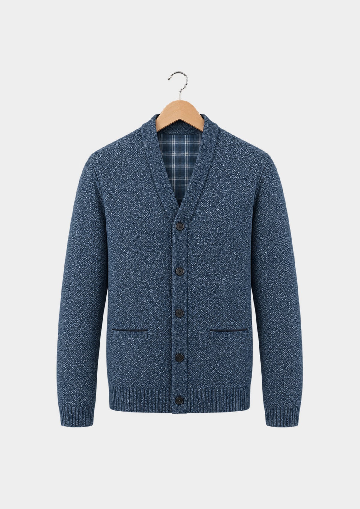 Kendal Plaid-Lined Cardigan, front view