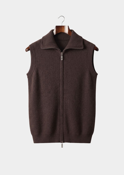 Pure Cashmere Dark Brown Body Warmer Vest, view 1