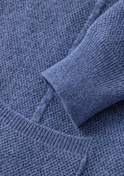 Pure Extra-Fine Merino Wool Sea Blue Button Overshirt, view 5
