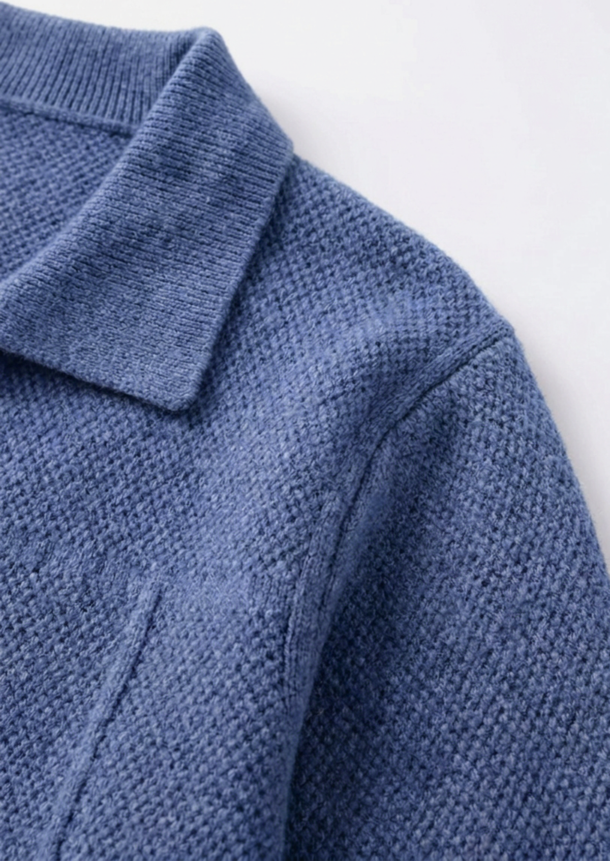 Pure Extra-Fine Merino Wool Sea Blue Button Overshirt, view 6