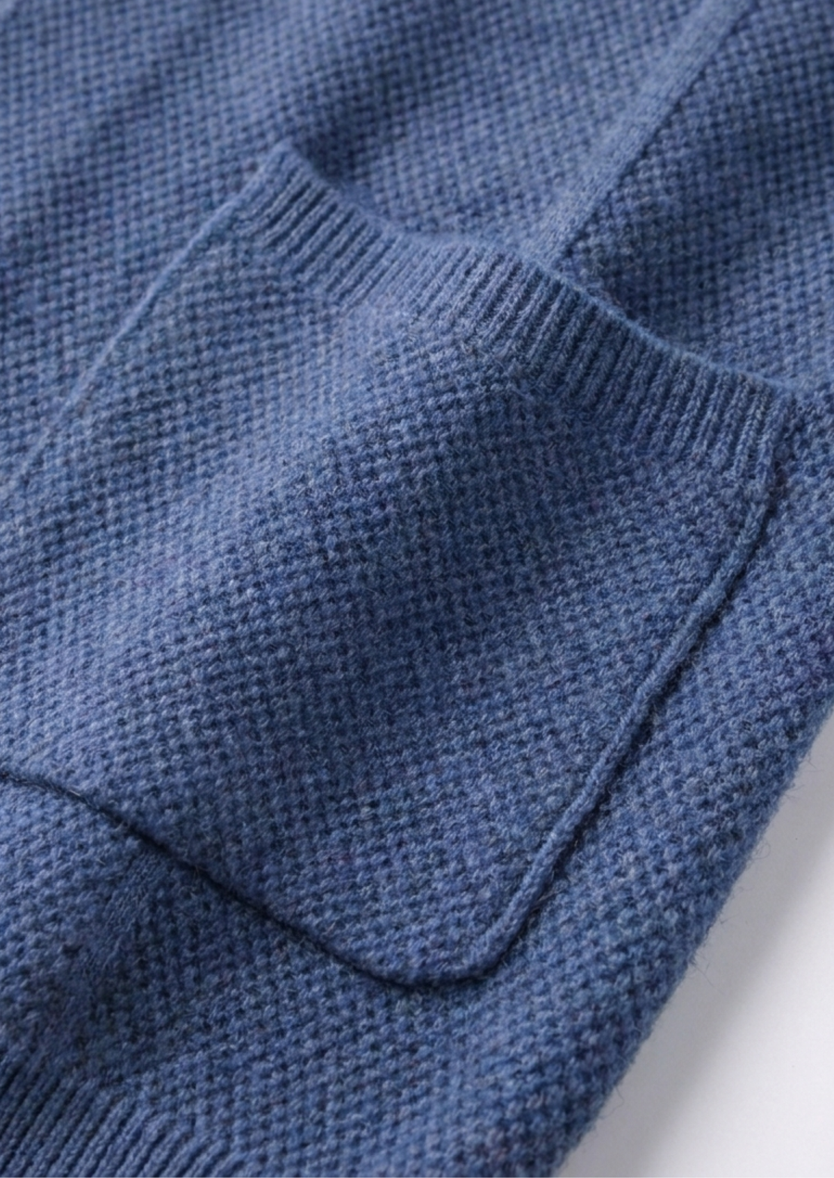 Pure Extra-Fine Merino Wool Sea Blue Button Overshirt, view 4