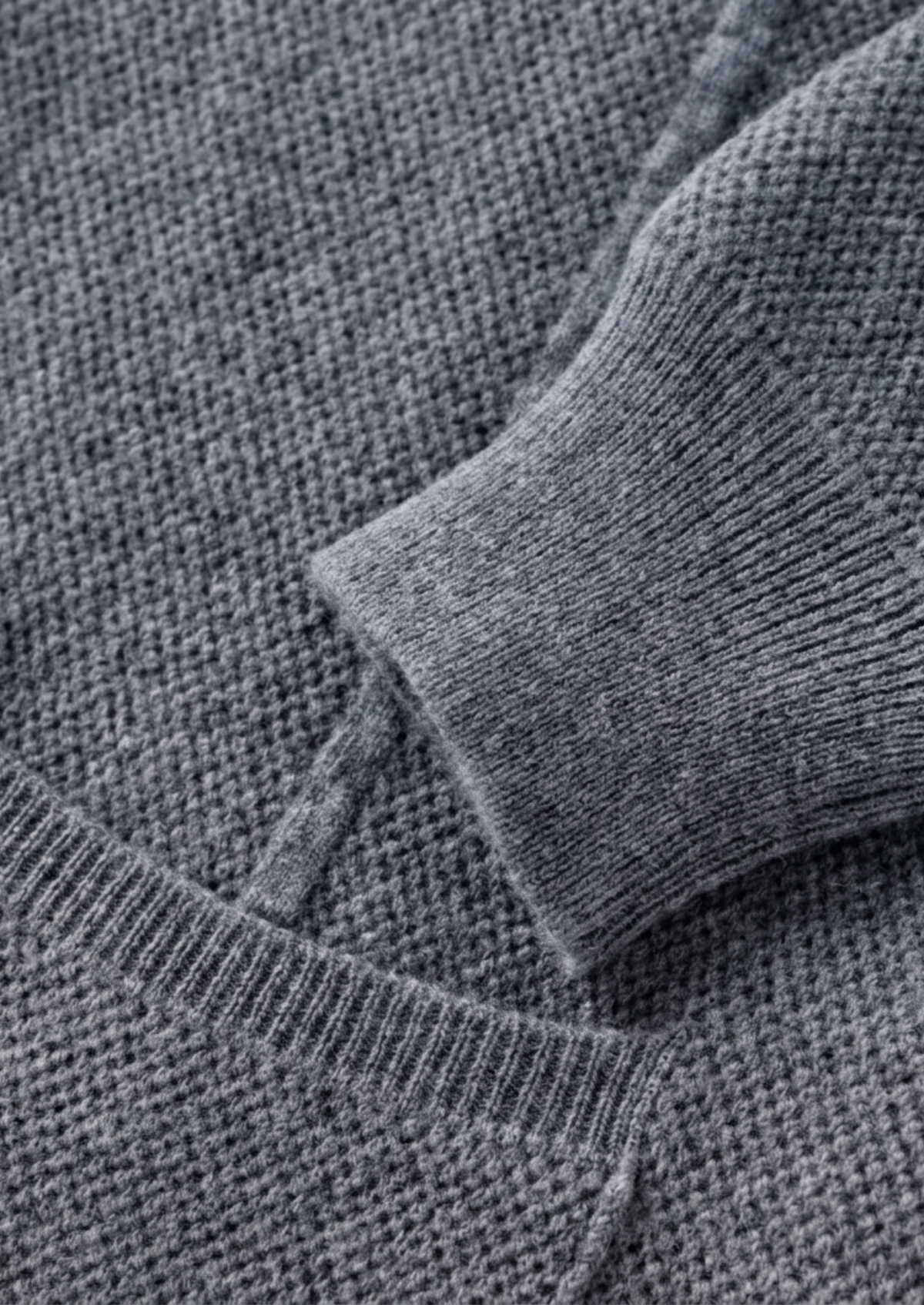 Pure Extra-Fine Merino Wool Gray Button Overshirt, view 6