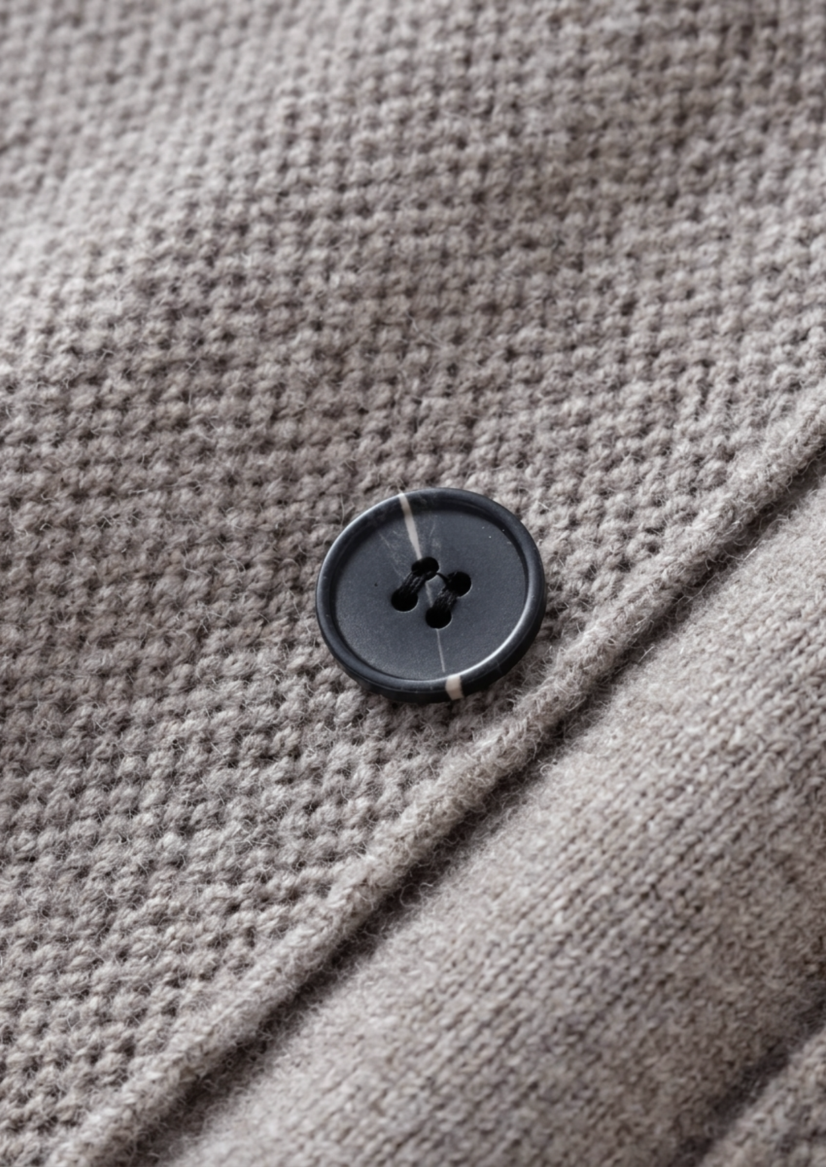 Pure Extra-Fine Merino Wool Greige Button Overshirt, view 3