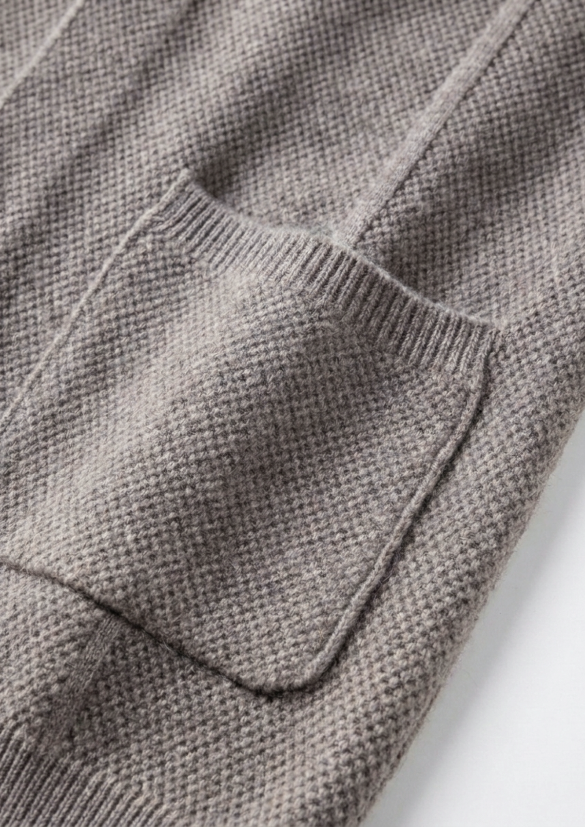 Pure Extra-Fine Merino Wool Greige Button Overshirt, view 6