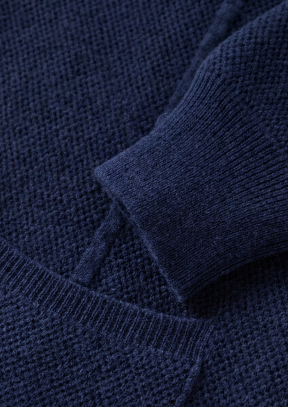 Pure Extra-Fine Merino Wool Navy Blue Button Overshirt, view 4