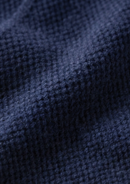 Pure Extra-Fine Merino Wool Navy Blue Button Overshirt, view 7