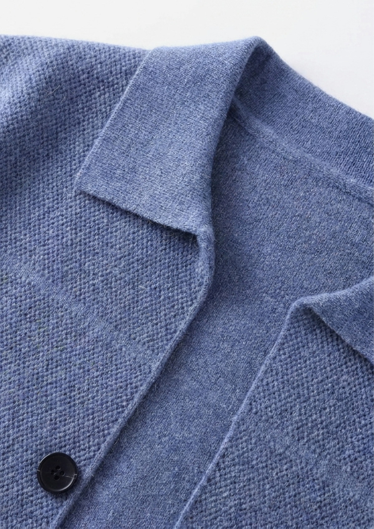 Pure Extra-Fine Merino Wool Sea Blue Button Overshirt, view 2
