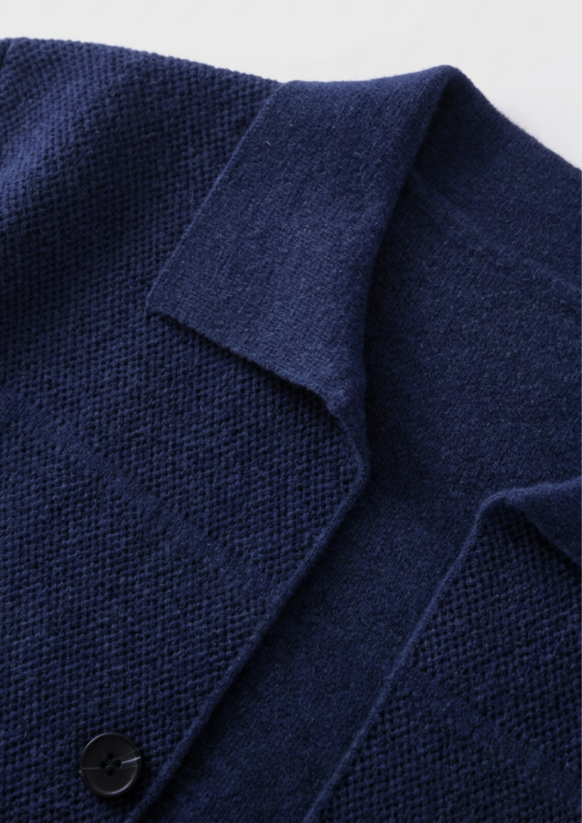 Pure Extra-Fine Merino Wool Navy Blue Button Overshirt, view 3
