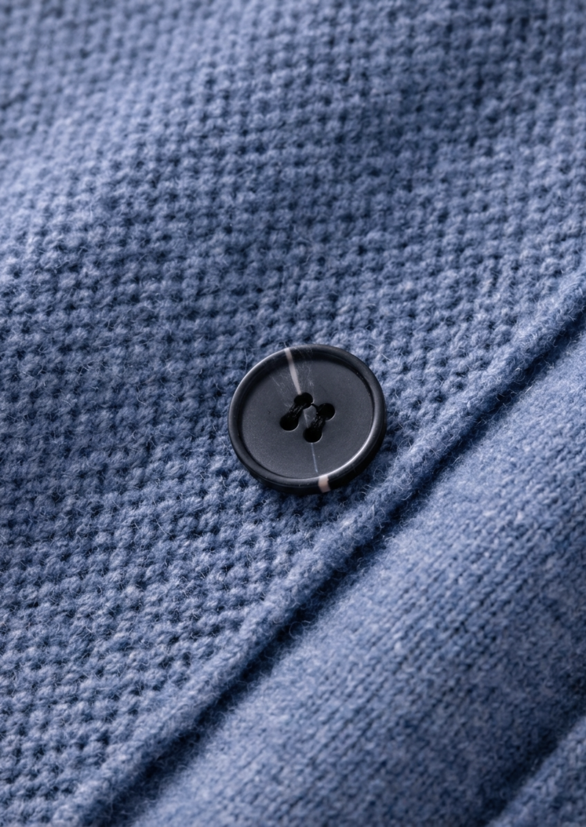 Pure Extra-Fine Merino Wool Sea Blue Button Overshirt, view 3