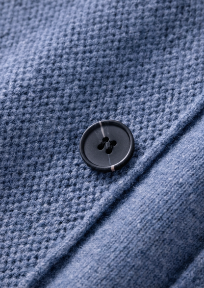 Pure Extra-Fine Merino Wool Sea Blue Button Overshirt, view 3