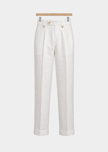Pantalon Nora côtier à pinces - Blanc, vue de face
