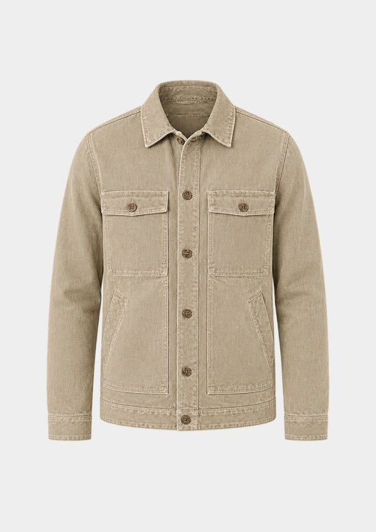 Trieste Khaki Denim Jacket, front view