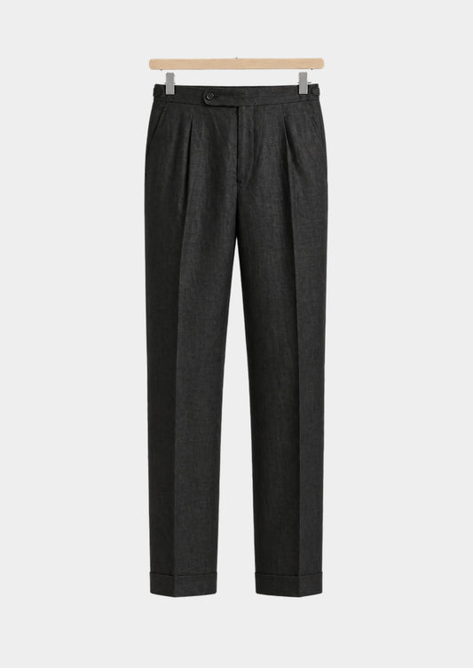Pantalon Velia côtier plissé - Noir, vue de face