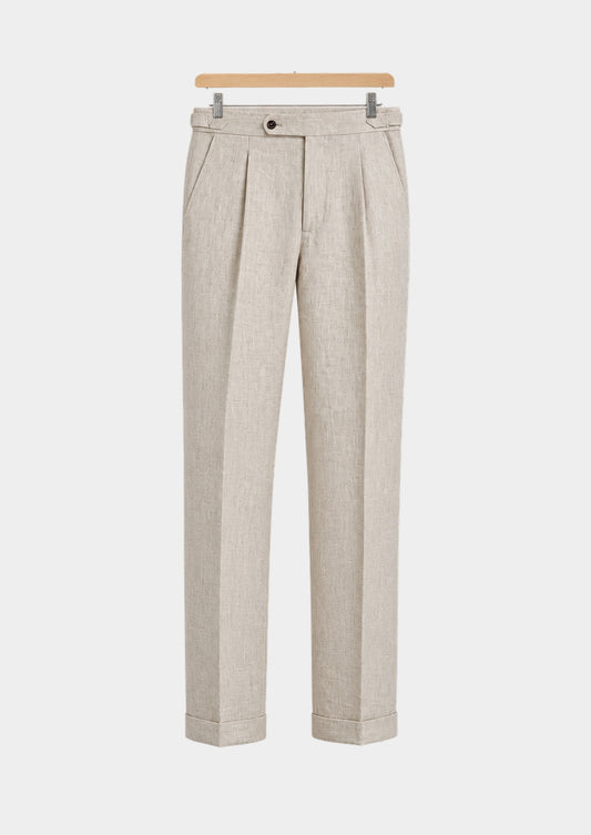 Velia Pleated Coastal Trousers - Ivory, front view