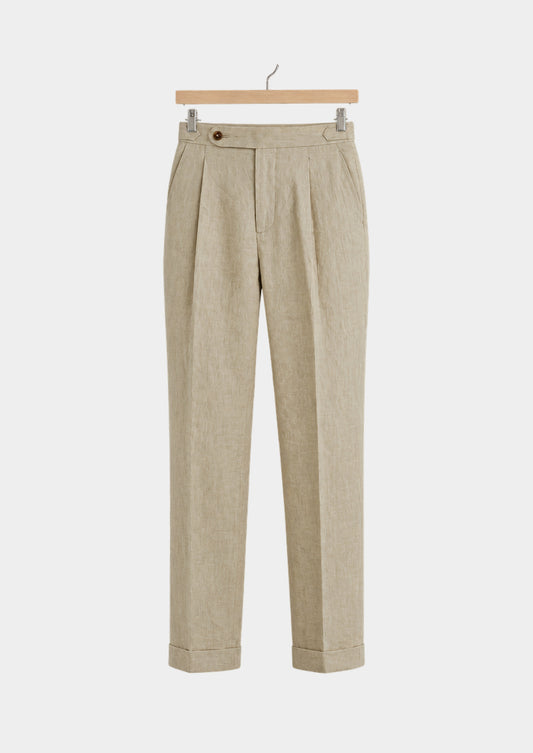 Pantalon Velia côtier plissé - Sable, vue de face