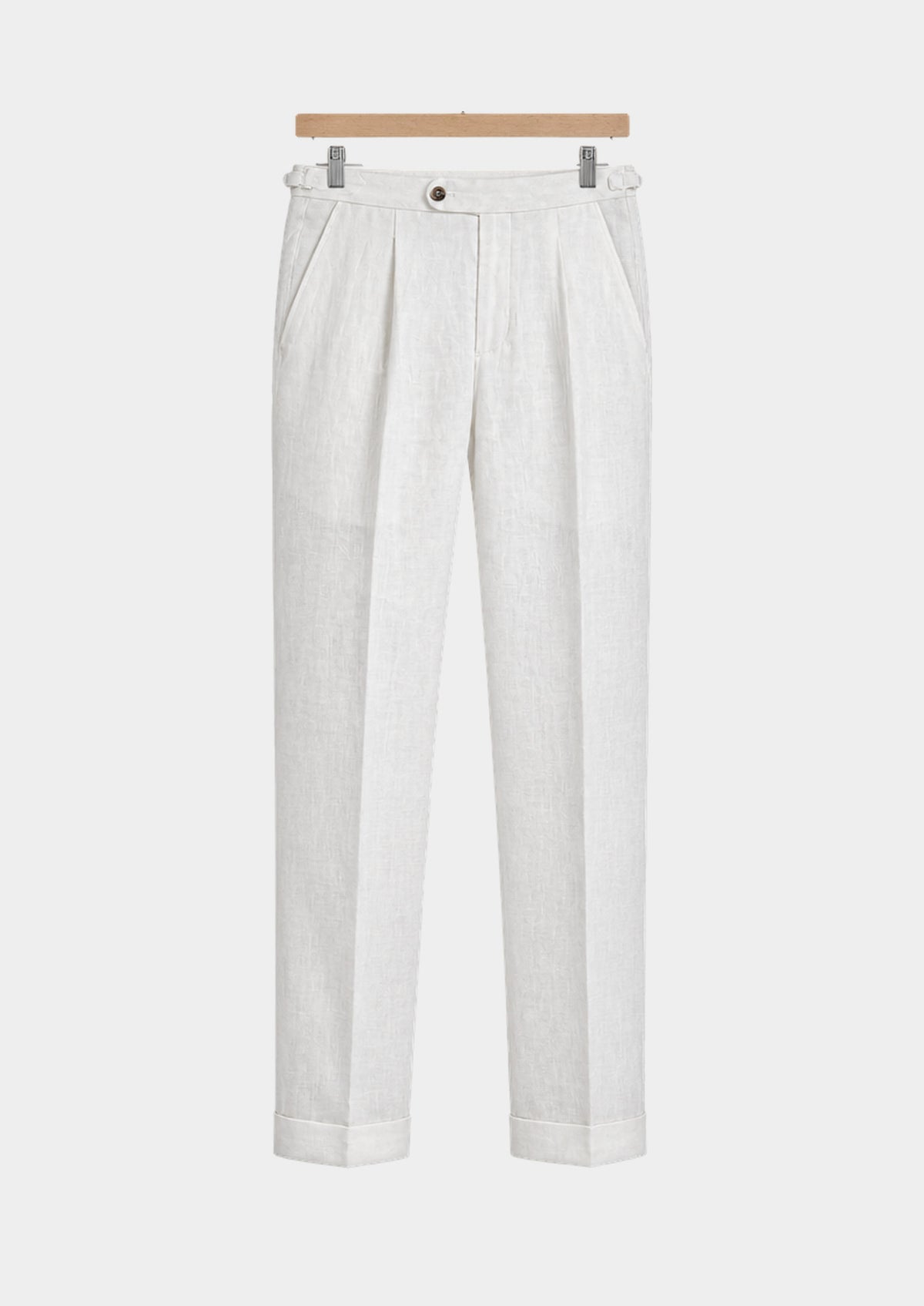 Pantalon Velia côtier plissé - Blanc, vue de face