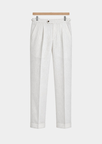 Pantalon Velia côtier plissé - Blanc, vue de face