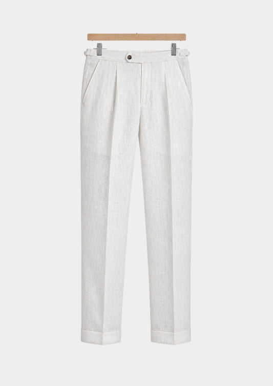 Pantalon Velia côtier plissé - Blanc, vue de face